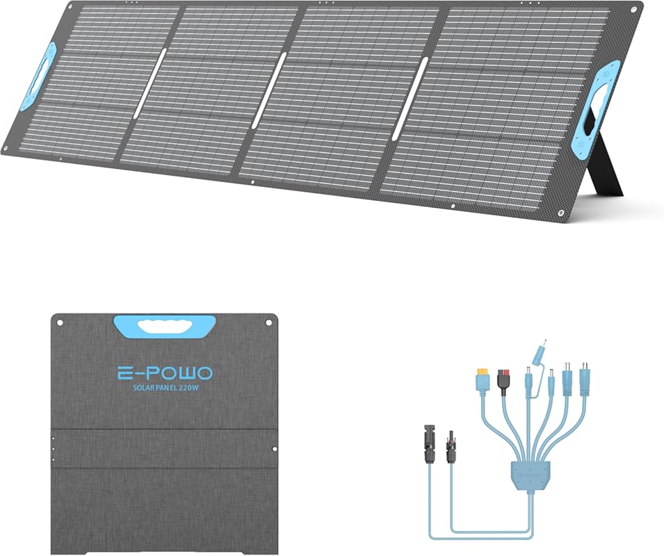 220W Portable Foldable Solar Panel with 23.5% High Efficiency ETFE, QC