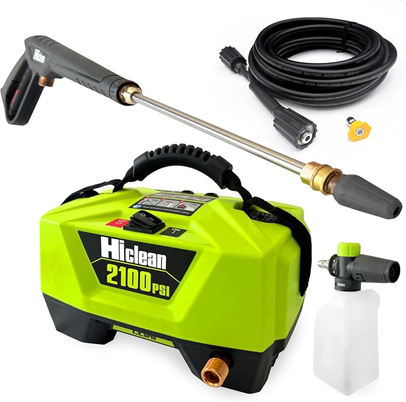 Electric Pressure Washer with 2100 PSI, Foam Cannon, and Turbo Nozzles