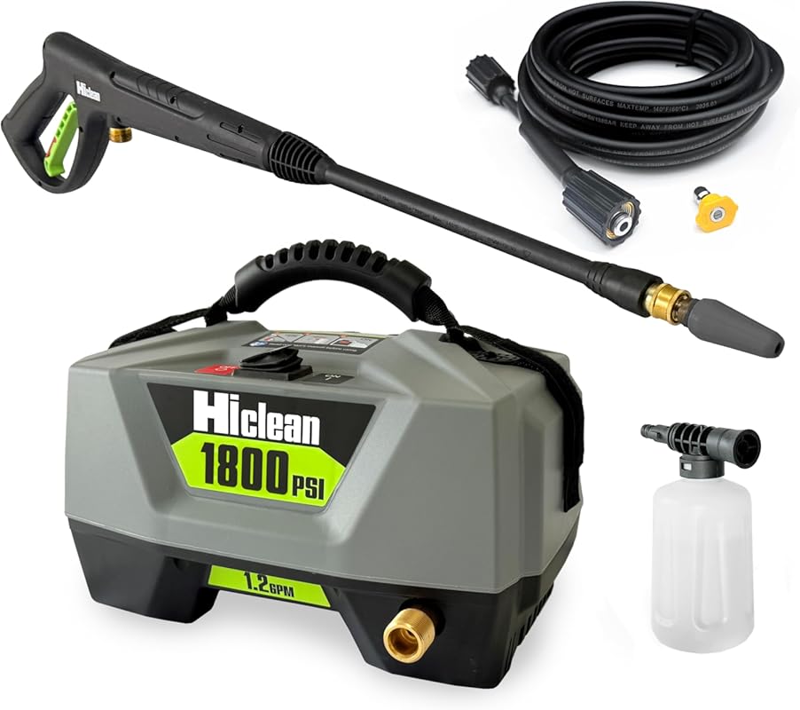 1800 PSI Electric Pressure Washer with Foam Cannon and Turbo Nozzles f