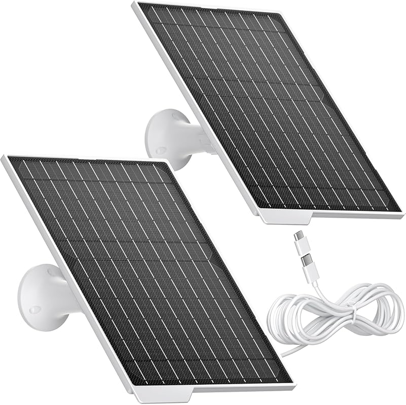 2 Pack of 9W Solar Panels with USB-C Cable and Adapter for Outdoor Cam