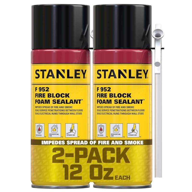 Stanley Fire Block Spray Foam Sealant for Gaps Around Pipes and Joints