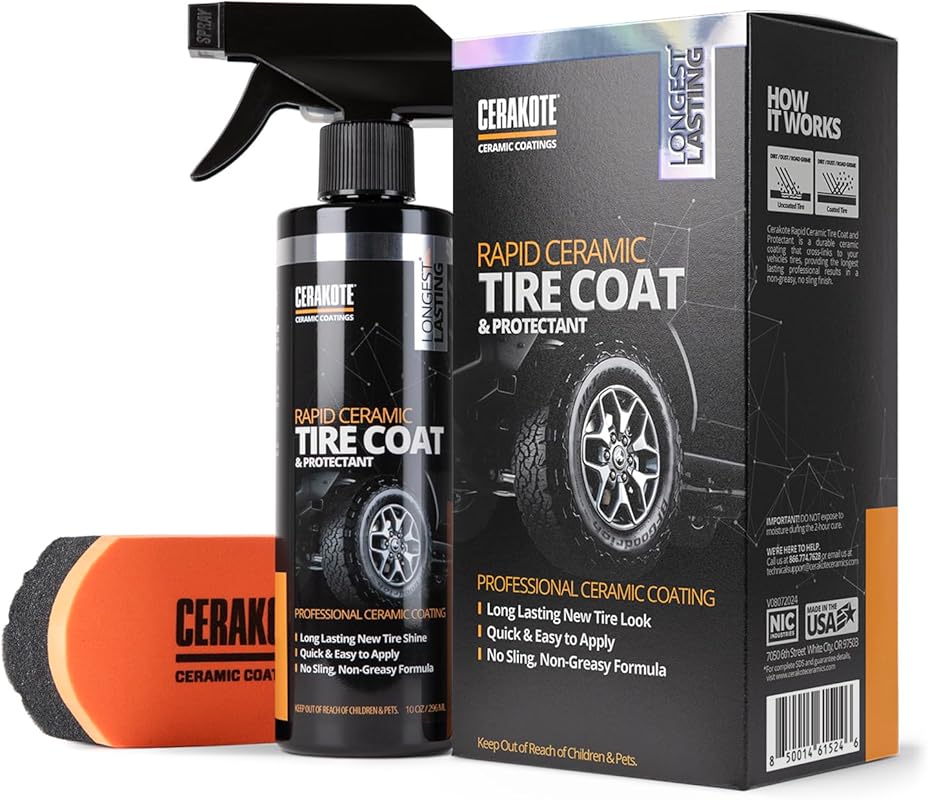 CERAKOTE Ceramic Tire Coat with Deep Black Finish, No Sling, and Non-G