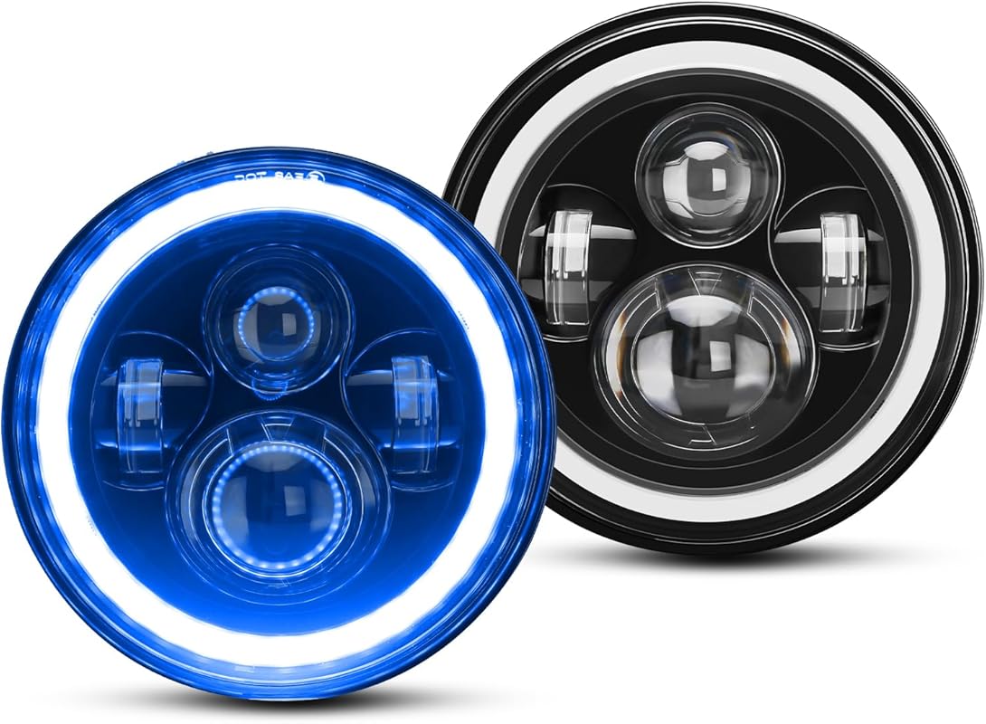 SUPAREE 7-Inch LED Headlight with High/Low Beam, Multi-Color Modes, Ap