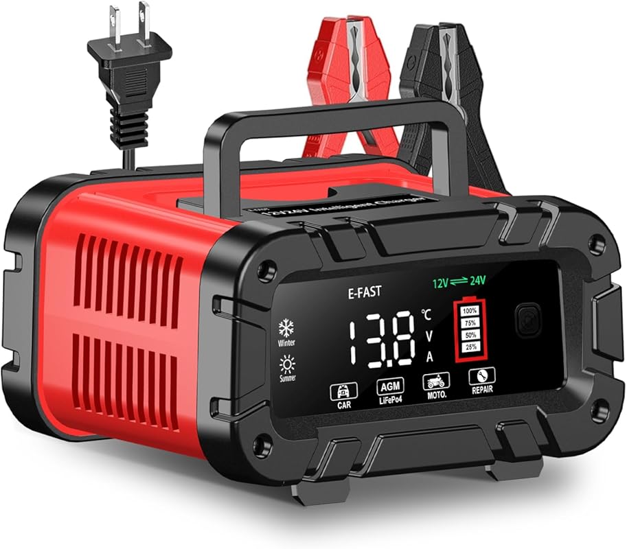 E-FAST 12V/24V Smart Battery Charger with Trickle and Pulse Repair for