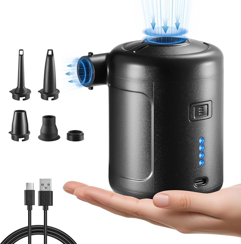 Rechargeable Air Mattress Pump, 6000mAh Battery Powered Air Pump for Inflatables