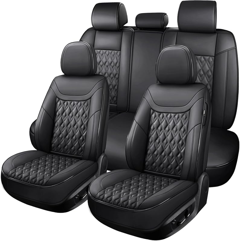Faux Leather Car Seat Covers Full Set for 5 Seaters - Waterproof and N