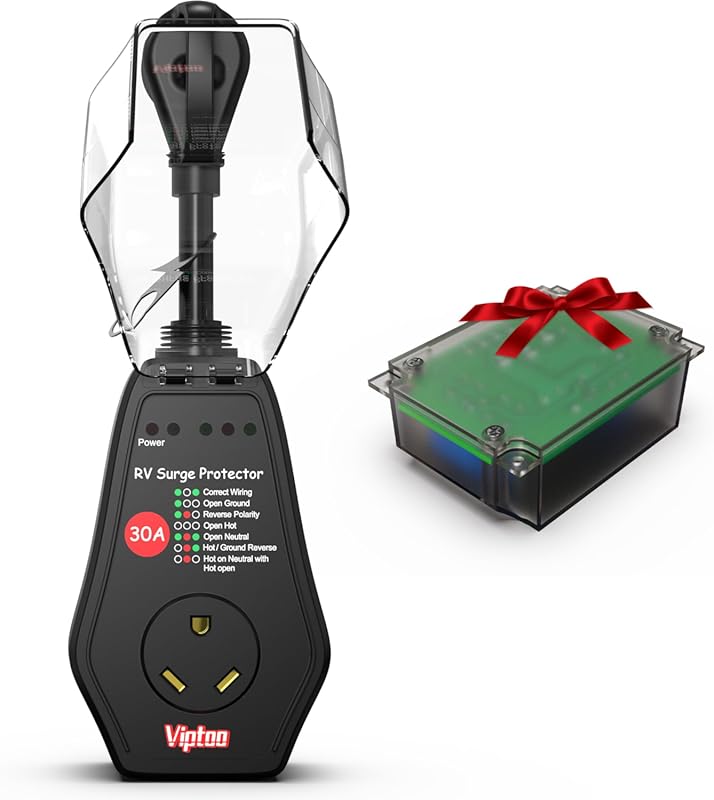 30 Amp RV Surge Protector with 10000J Circuit Analyzer and IP65 Waterp