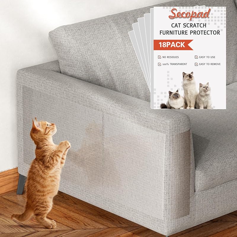 18 Pcs Large Cat Scratch Furniture Protector, Transparent Couch Protec