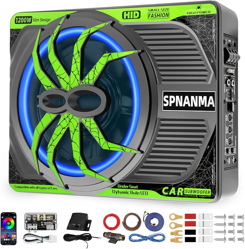 2025 10-inch slim underseat subwoofer and amp package with 1200W power