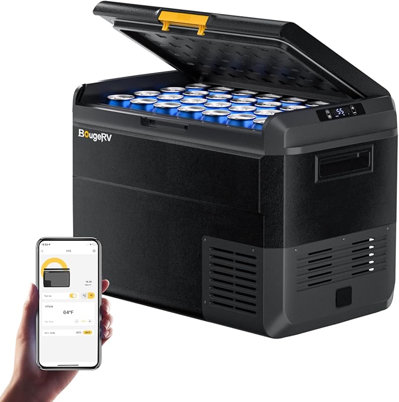 BougeRV CRS 53 Quart Portable 12V Refrigerator with APP Control and Co
