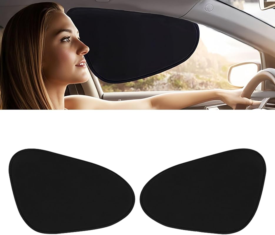 2-Pack Car Side Window Sun Shade | Black Gel Electrostatic UV Protecti