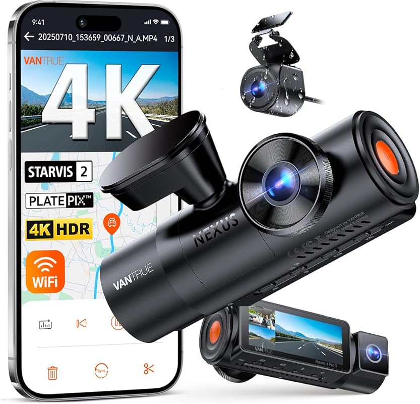 Vantrue N4 Pro 3 Channel 4K Dash Cam with Triple Starvis 2 Sensors and