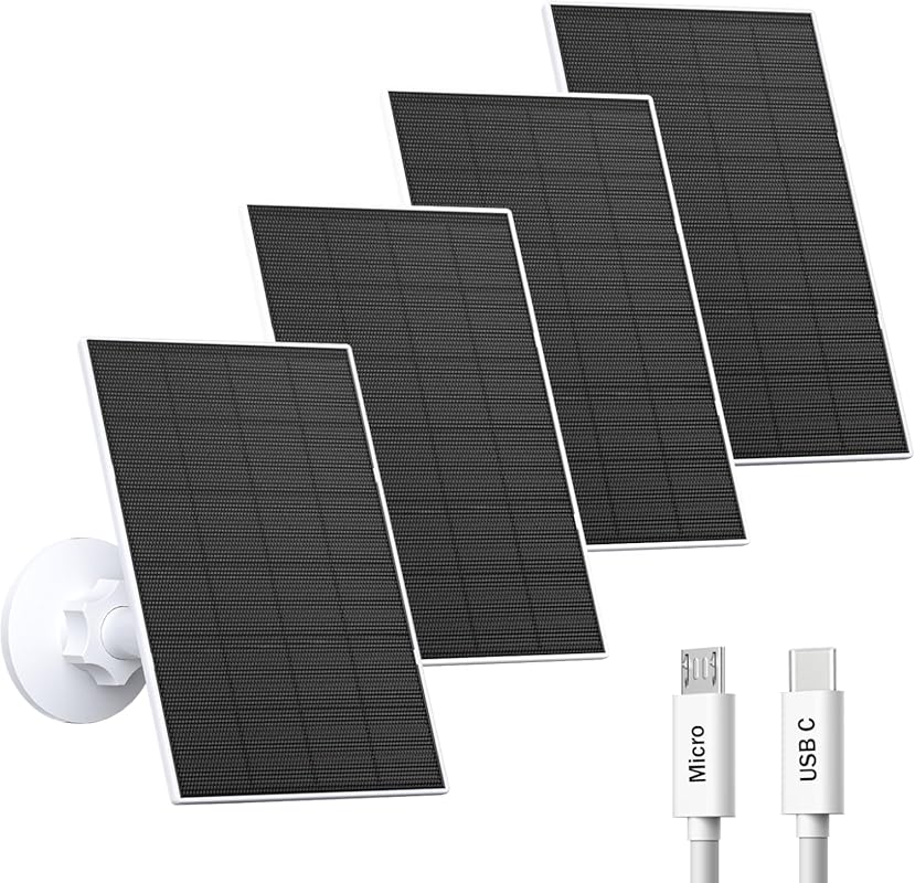 Four Pack of 2W Solar Panels for Outdoor Security Cameras with USB Cha