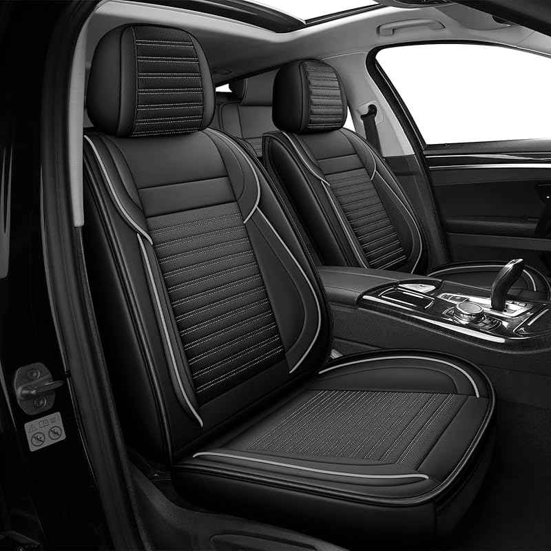 LINGVIDO Car Seat Covers, Breathable and Waterproof Faux Leather Autom
