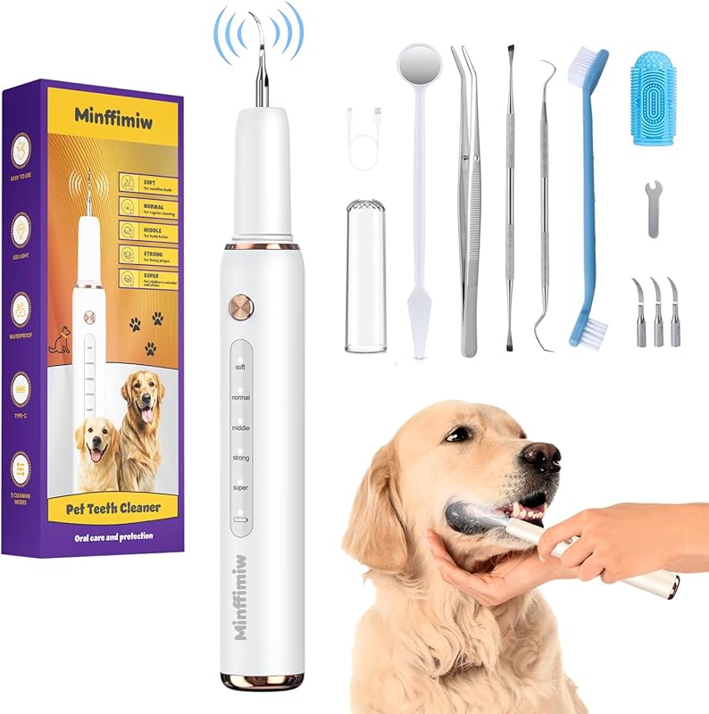 Electric Dog Plaque Remover with 5 Modes and LED Light for Safe Teeth 