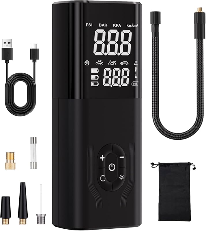 Portable Tire Inflator with Digital Pressure Gauge, 180PSI, and Dual M