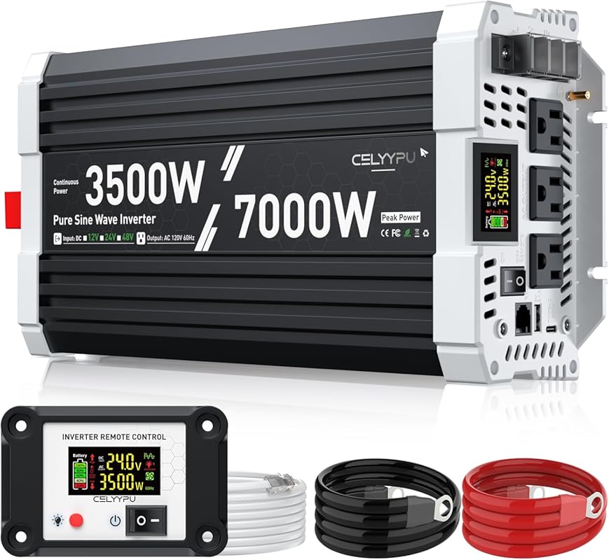 3500 watt Pure sine Wave Inverter, 24V DC to 110V AC Power Inverter, U