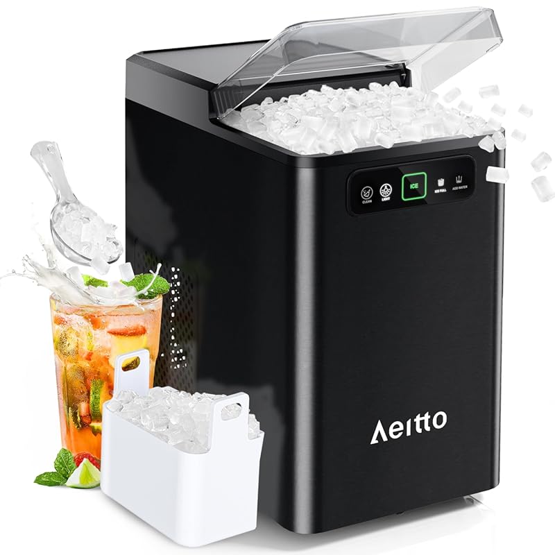 Aeitto Countertop Nugget Ice Maker with Auto Self-Cleaning and 40 lbs 
