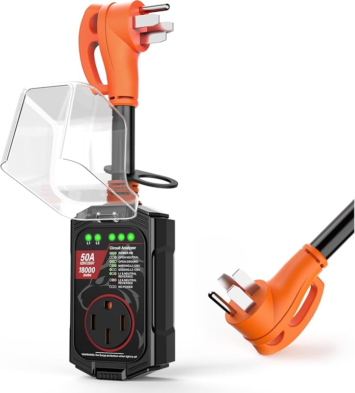 Vehiker 50 Amp RV Surge Protector with 18000 Joules and a Waterproof C