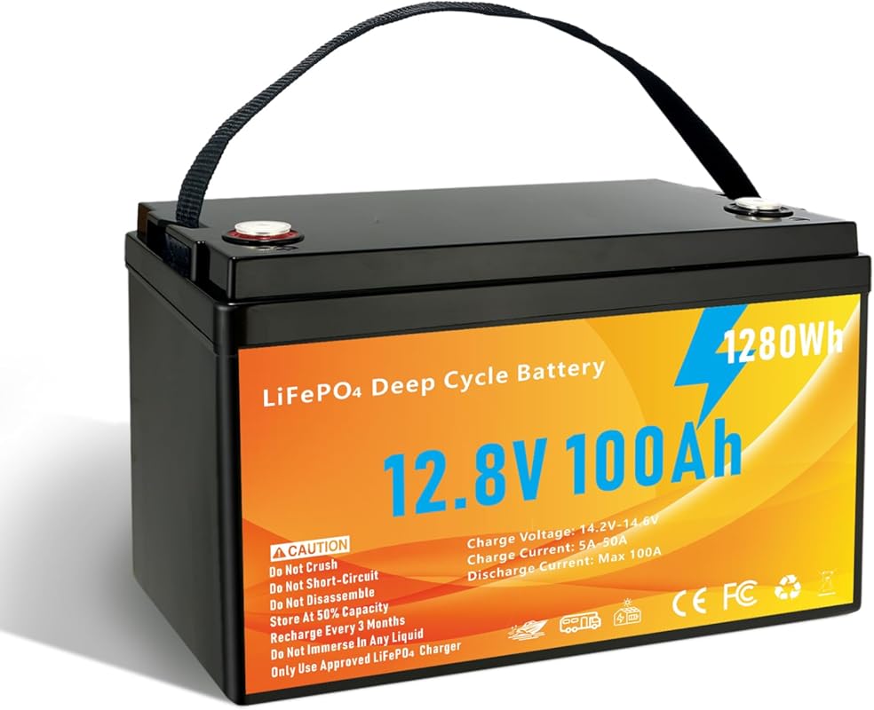 Group 31 12V 100Ah LiFePO4 Battery with Smart BMS and 15000 Cycles for