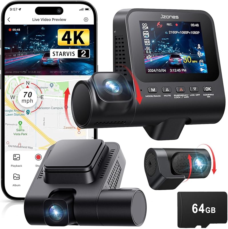 Dash Cam Front and Rear, 4K+1080P+1080P 3 Channel Dash Camera for Cars