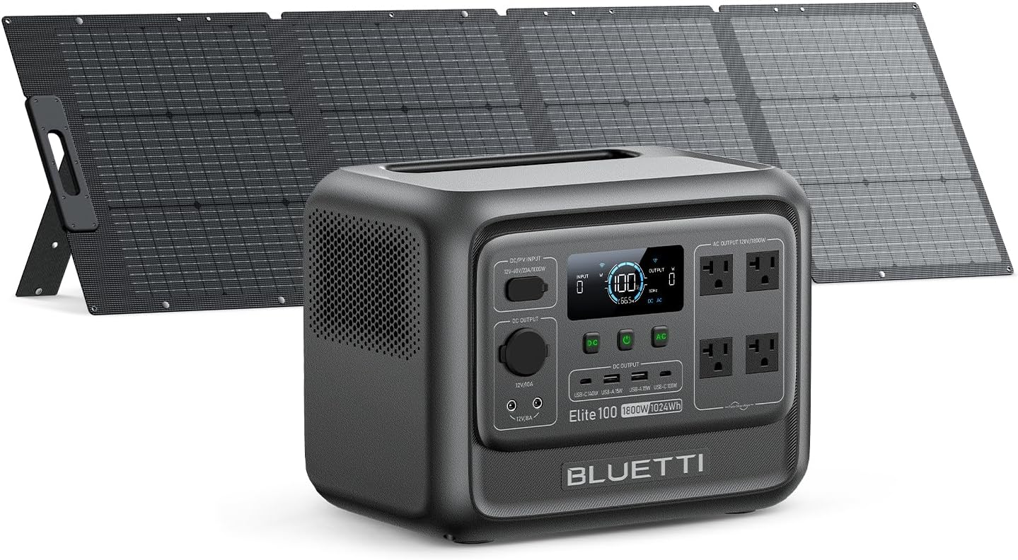 BLUETTI Elite 100 V2 Solar Generator with 1024Wh Power Station and 200