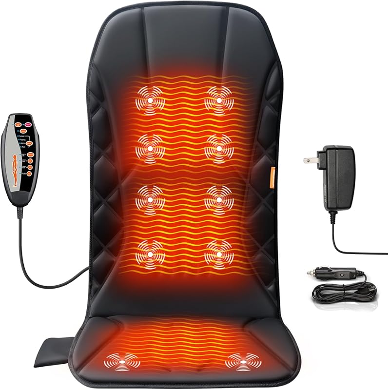 Upgraded Length Back Massager with Heat,10 Vibration Massage Seat Cush