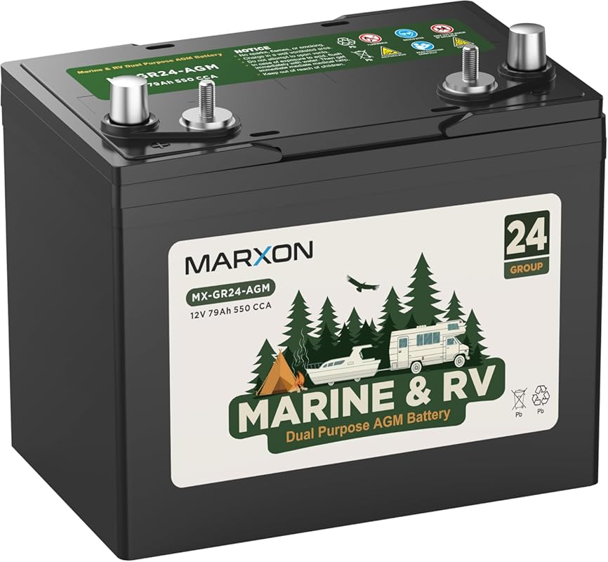Marxon 12V 79Ah AGM Dual Purpose Group 24M Deep Cycle Marine and Troll