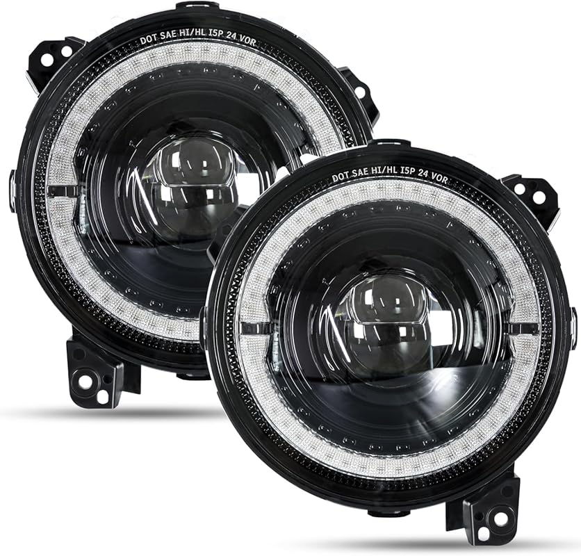 9 Inch Round LED Headlights with Hi/Lo Beam DRL Halo Turn Signal Seale