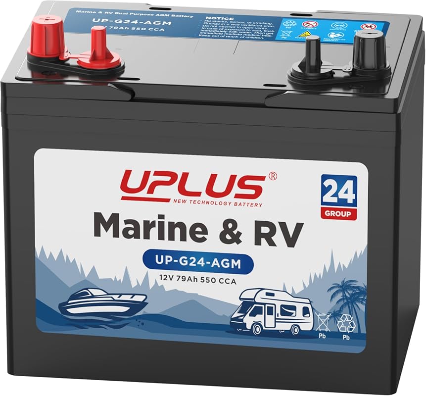 UPLUS 12V 79Ah AGM Marine Battery for Deep Cycle and Starting in Boats