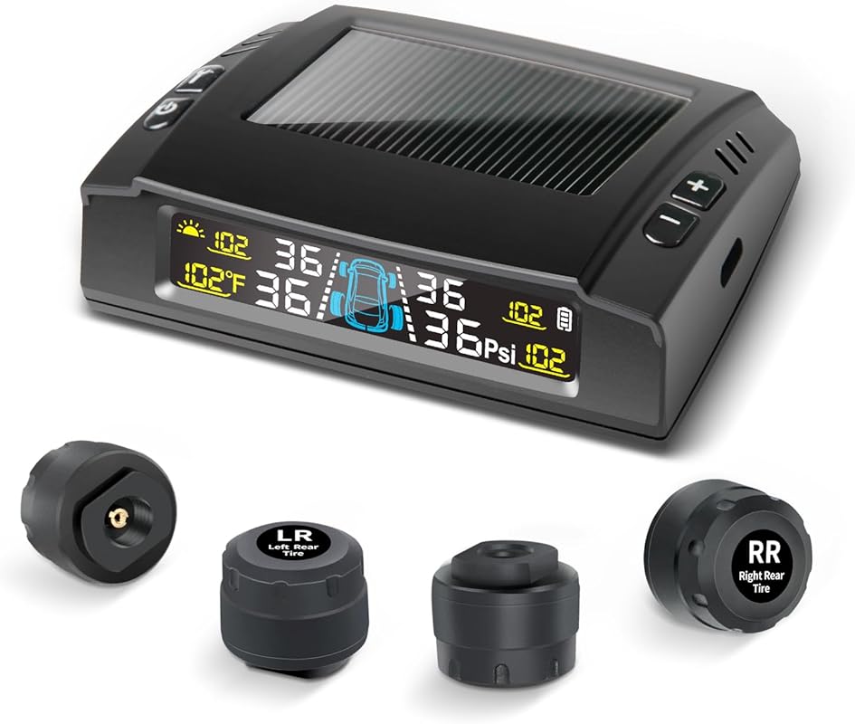 M23 RV Tire Pressure Monitor with Solar Charge, Auto Calibration, and 