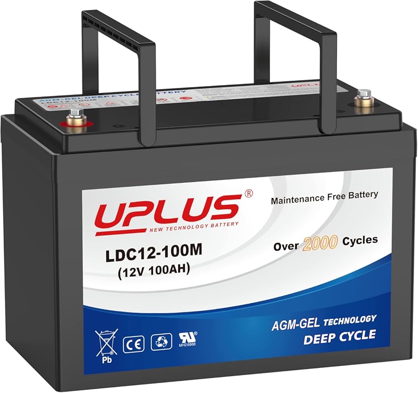 UPLUS 12V 100Ah Deep Cycle Group 27 Battery with AGM Gel for Solar and