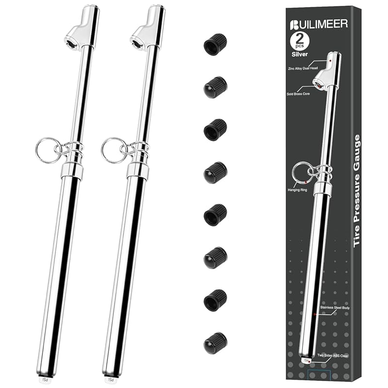 2-Pack Dual Head Tire Pressure Gauge with 10-150 PSI Range and Stainle