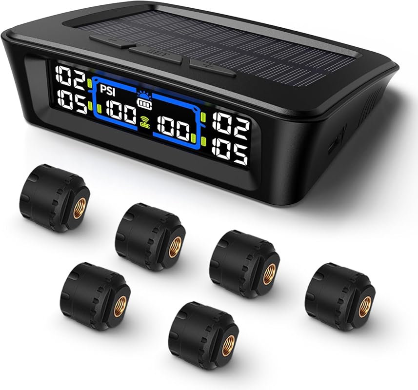 Tymate TM12 RV TPMS with USB and Solar Charging for Up to 12 Sensors a