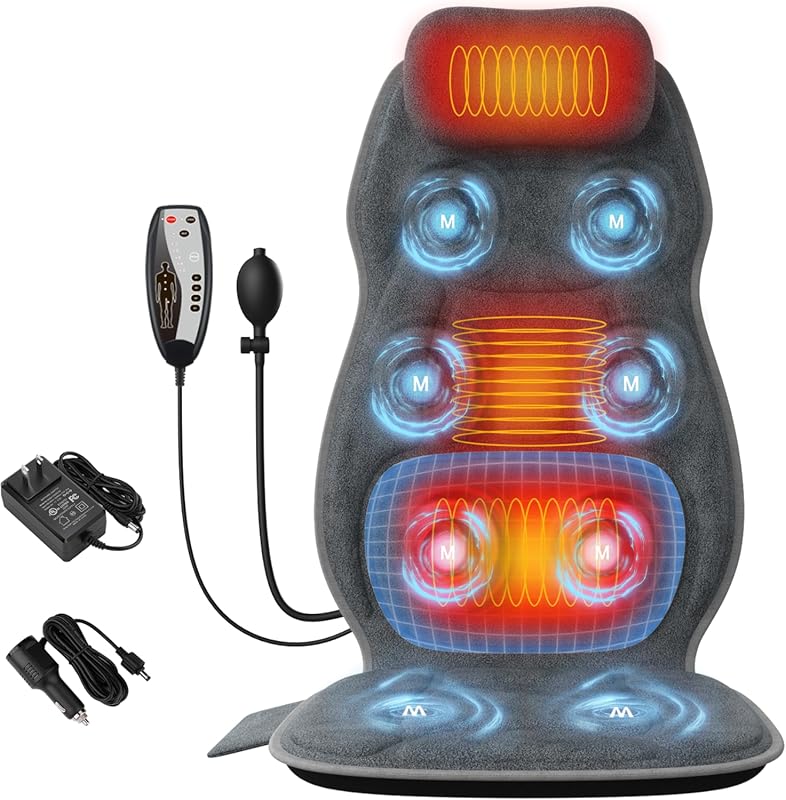 Heated Full Body Massage Pad with Pillow Neck Support and 8 Vibration 