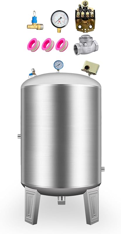 15 to 80 Gallon 304 Stainless Steel Well Pressure Tank for Home Well S