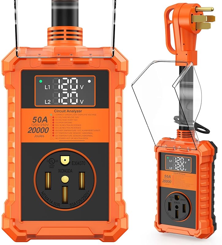 50 Amp RV Surge Protector for Generators with 20000 Joules, Circuit An