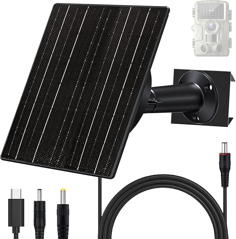 FUTUREZEN 10W Solar Panel for Trail Cameras with 10400mAh Battery, Adj