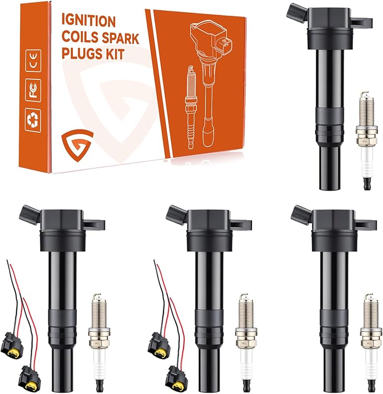 Set of 4 Iridium Spark Plugs and Ignition Coil Pack for Hyundai Elantr