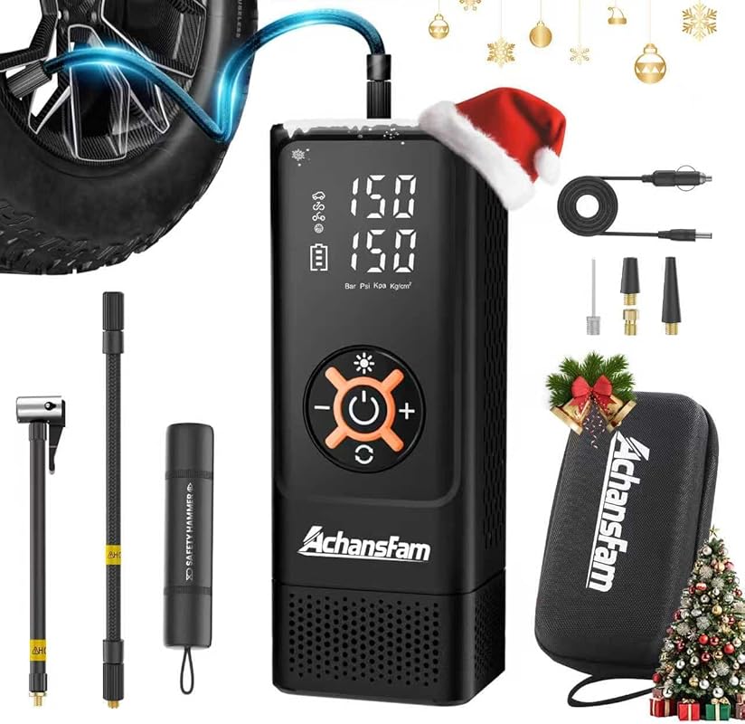 S9 tire inflator with cordless design, 150 PSI, and dual power for tru