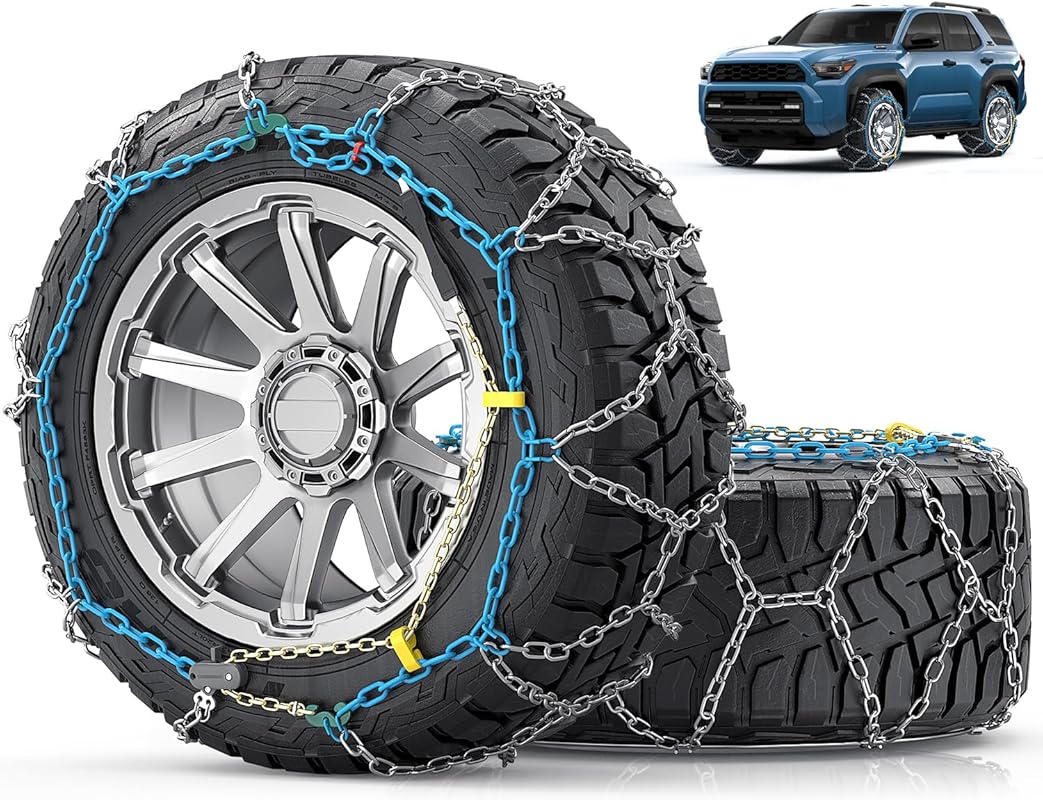 Easy Install Snow Chains for Pickup Trucks and SUVs with One-Pull Fit