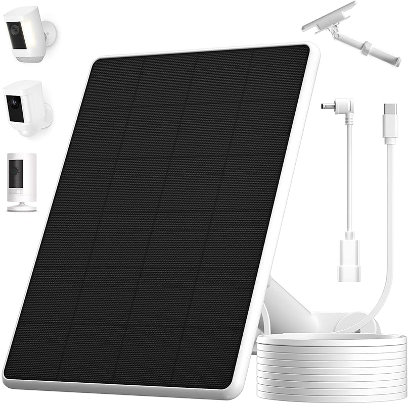 6W Solar Panel with Adjustable Bracket for Ring Cameras and Trail Came