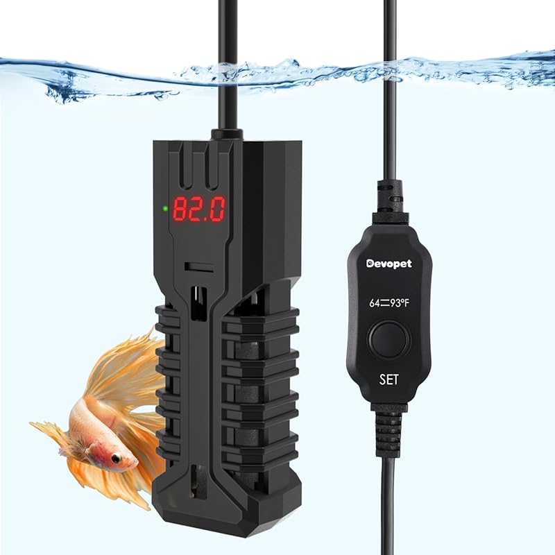 50W Adjustable Aquarium Heater with Digital Display, Overheat Protecti