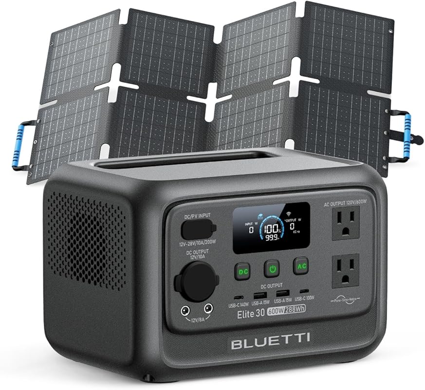 BLUETTI Elite 30 V2 Solar Generator with 288Wh Portable Power Station 