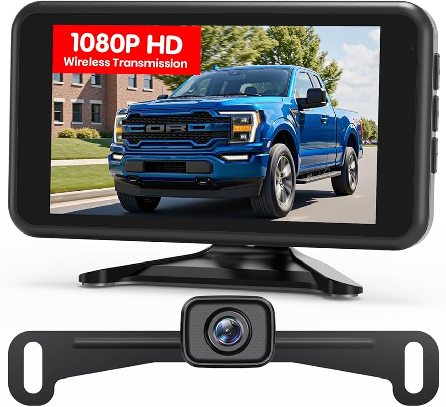 AUTO-VOX Wireless Backup Camera with 5-Inch 1080P HD Dual-Channel Moni