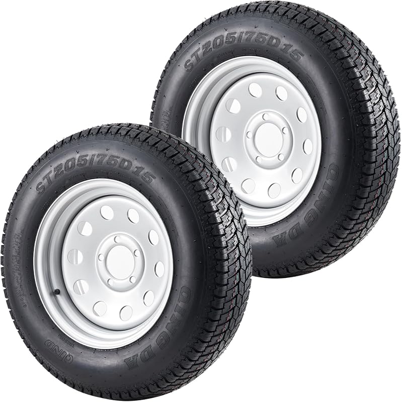 ST205/75D15 Trailer Tires with 15-Inch Rims and 5 Lug Pattern for Fift