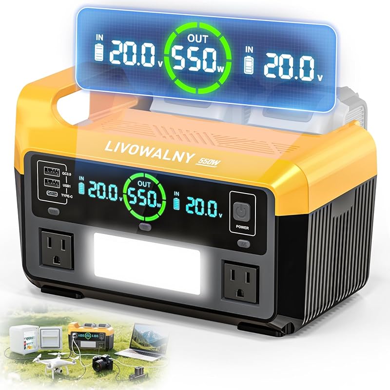 550W Power Station with Pure Sine Wave Inverter for Dewalt Tools