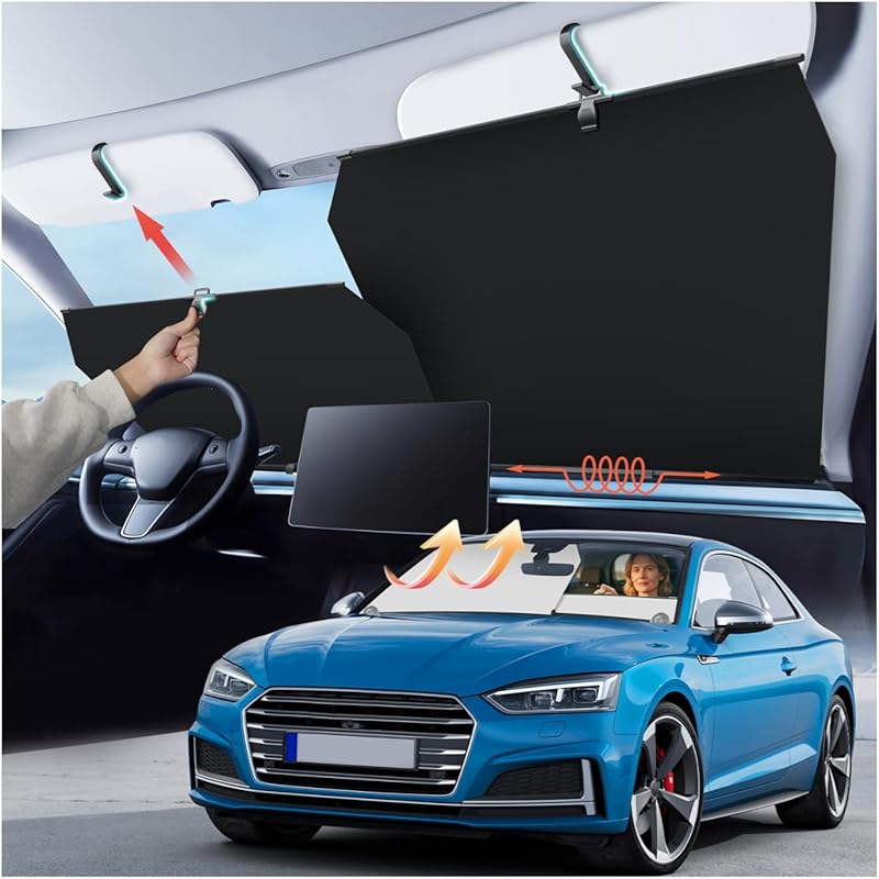 Auto Retractable Windshield Sun Shade with UV Protection for Cars, SUV
