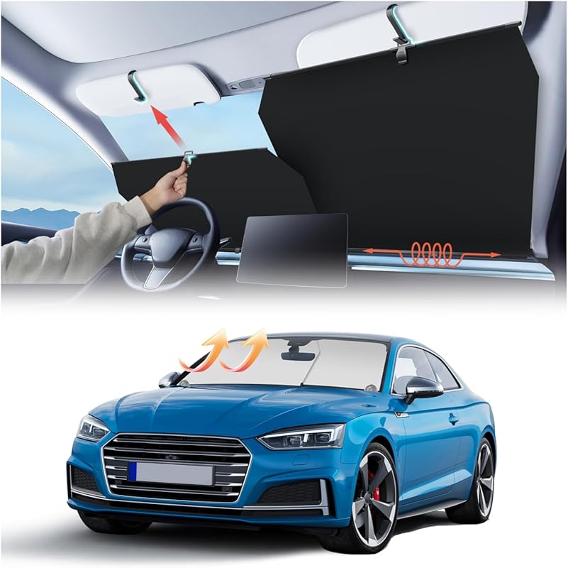 Auto Retractable Windshield Sun Shade with UV Protection for Cars, SUV