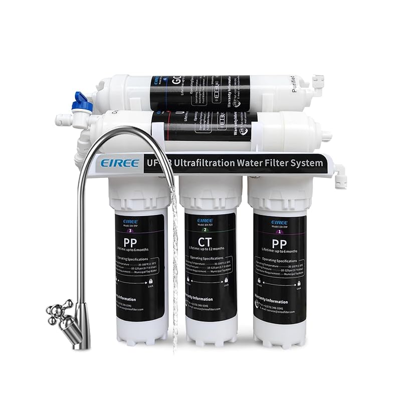 Eiree 6-Stage Under Sink Water Filter System to Reduce Chlorine, Fluor